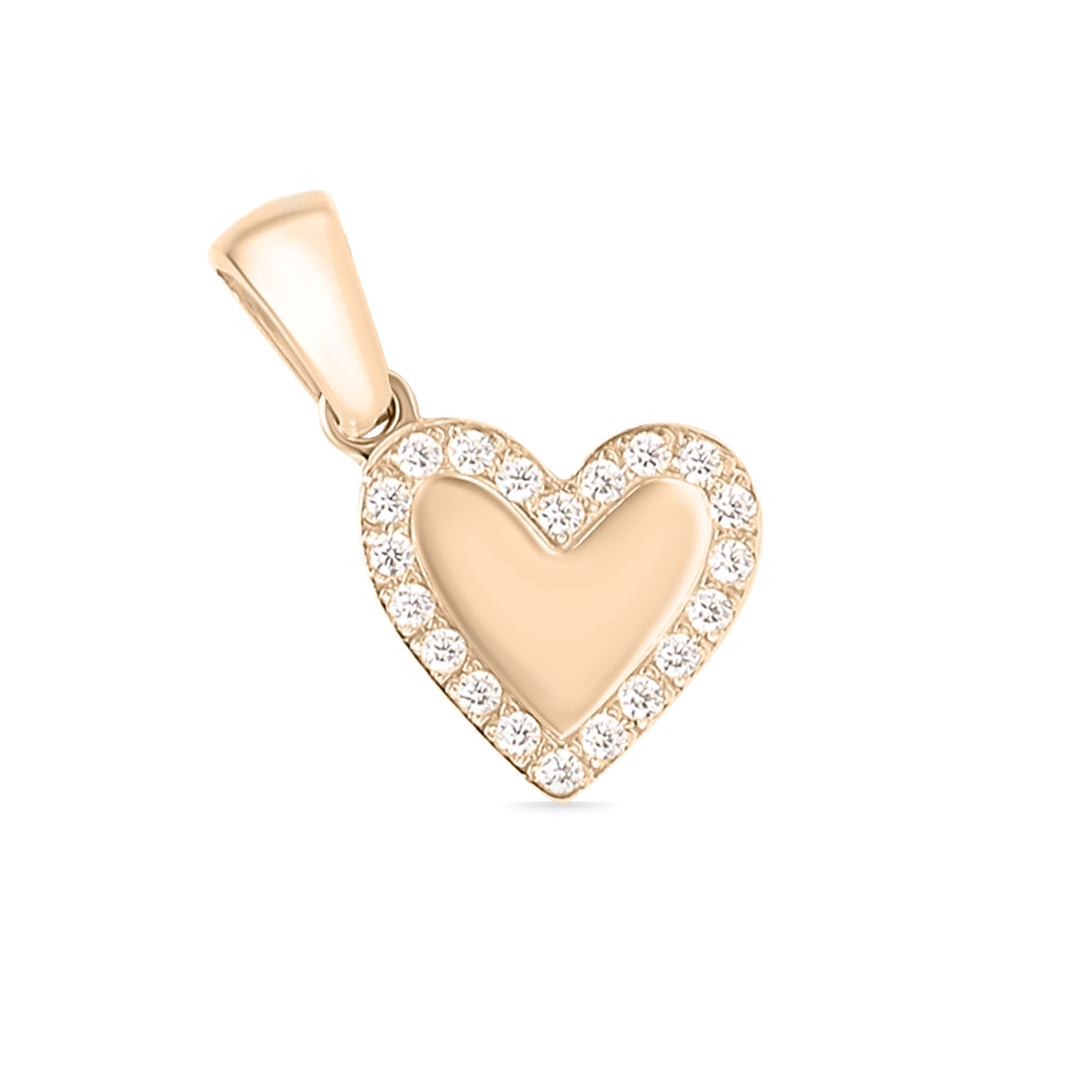 Heart Charm Pendant with CZ Accents