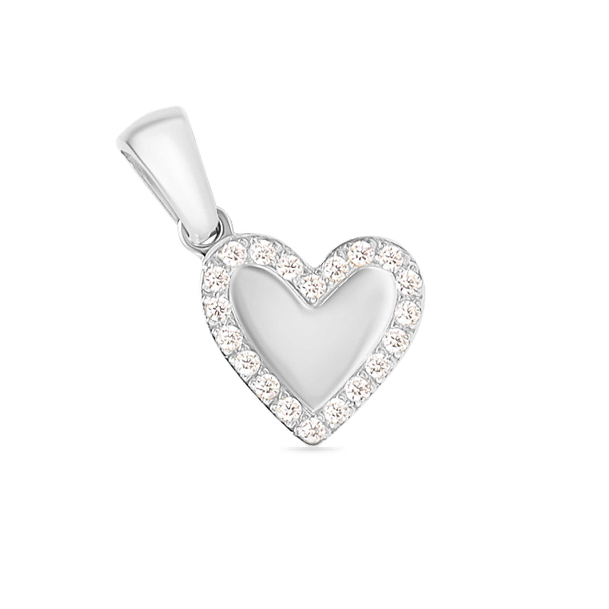 Heart Charm Pendant with CZ Accents