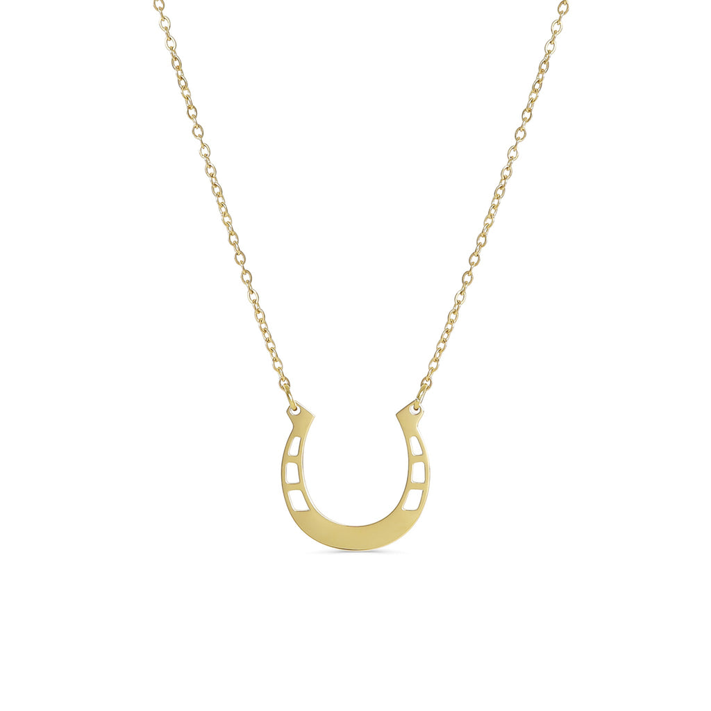 Engraved Horseshoe Necklace - 18" Stainless Steel Pendant With 2" Extender