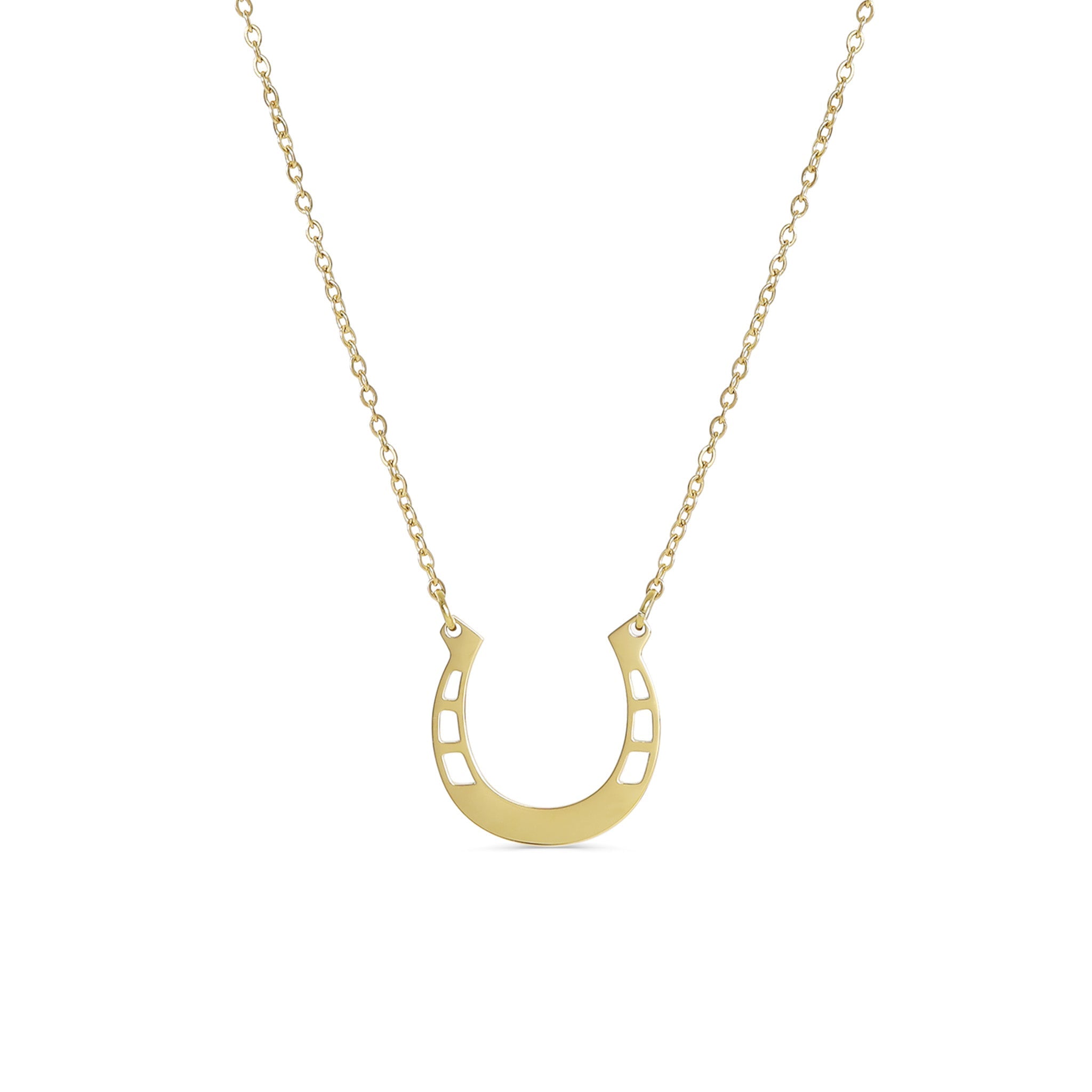 Engraved Horseshoe Necklace - 18" Stainless Steel Pendant With 2" Extender