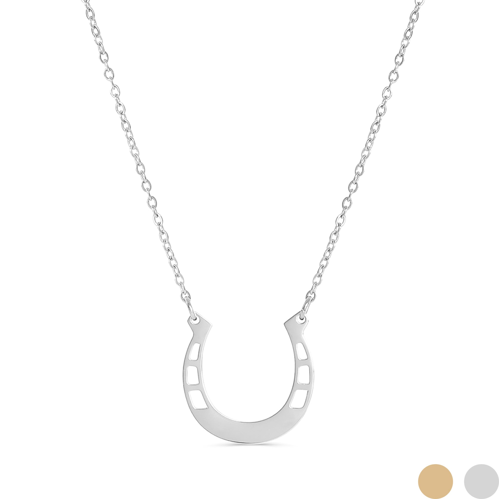 Engraved Horseshoe Necklace - 18" Stainless Steel Pendant With 2" Extender