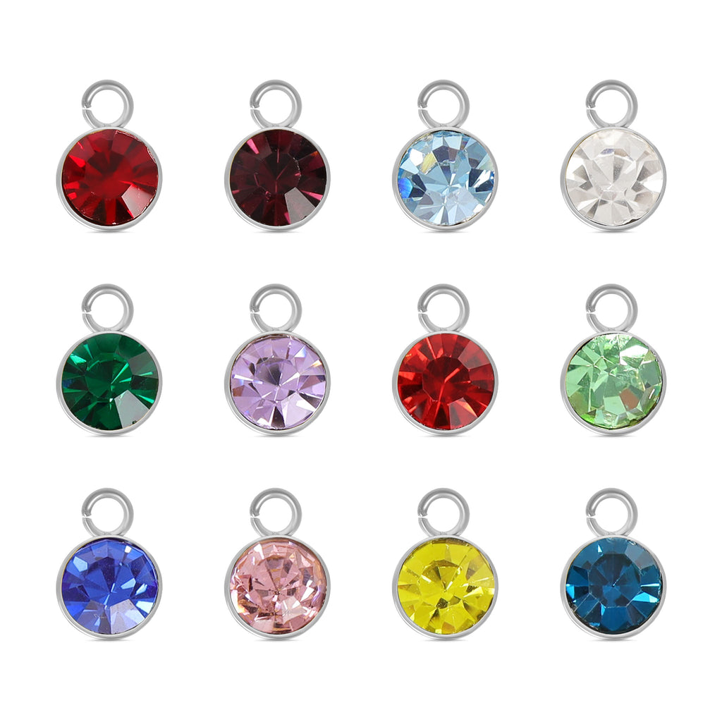 Birthstone Charm - Stainless Steel Cubic Zirconia Jewelry Accent Charm