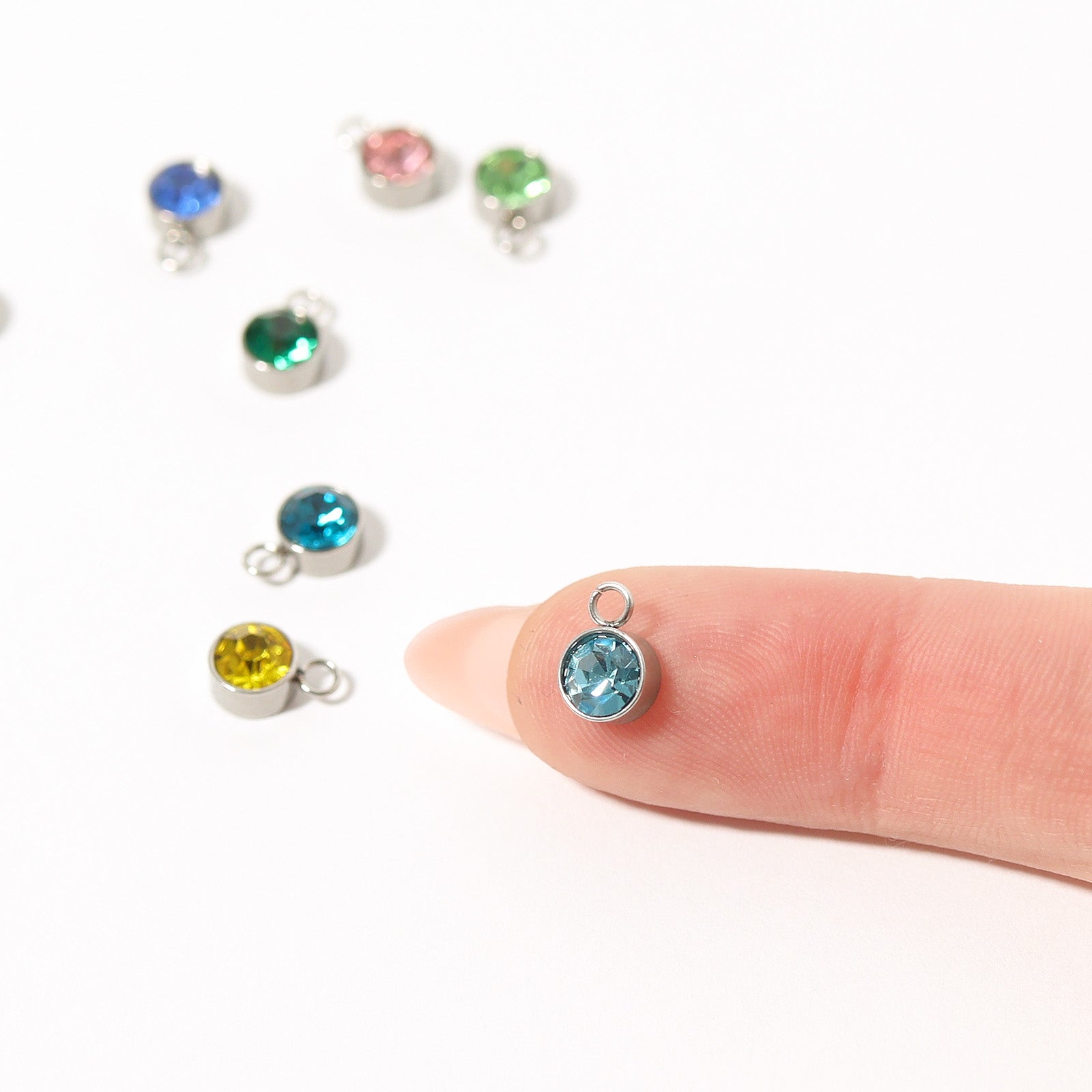 Birthstone Charm - Stainless Steel Cubic Zirconia Jewelry Accent Charm