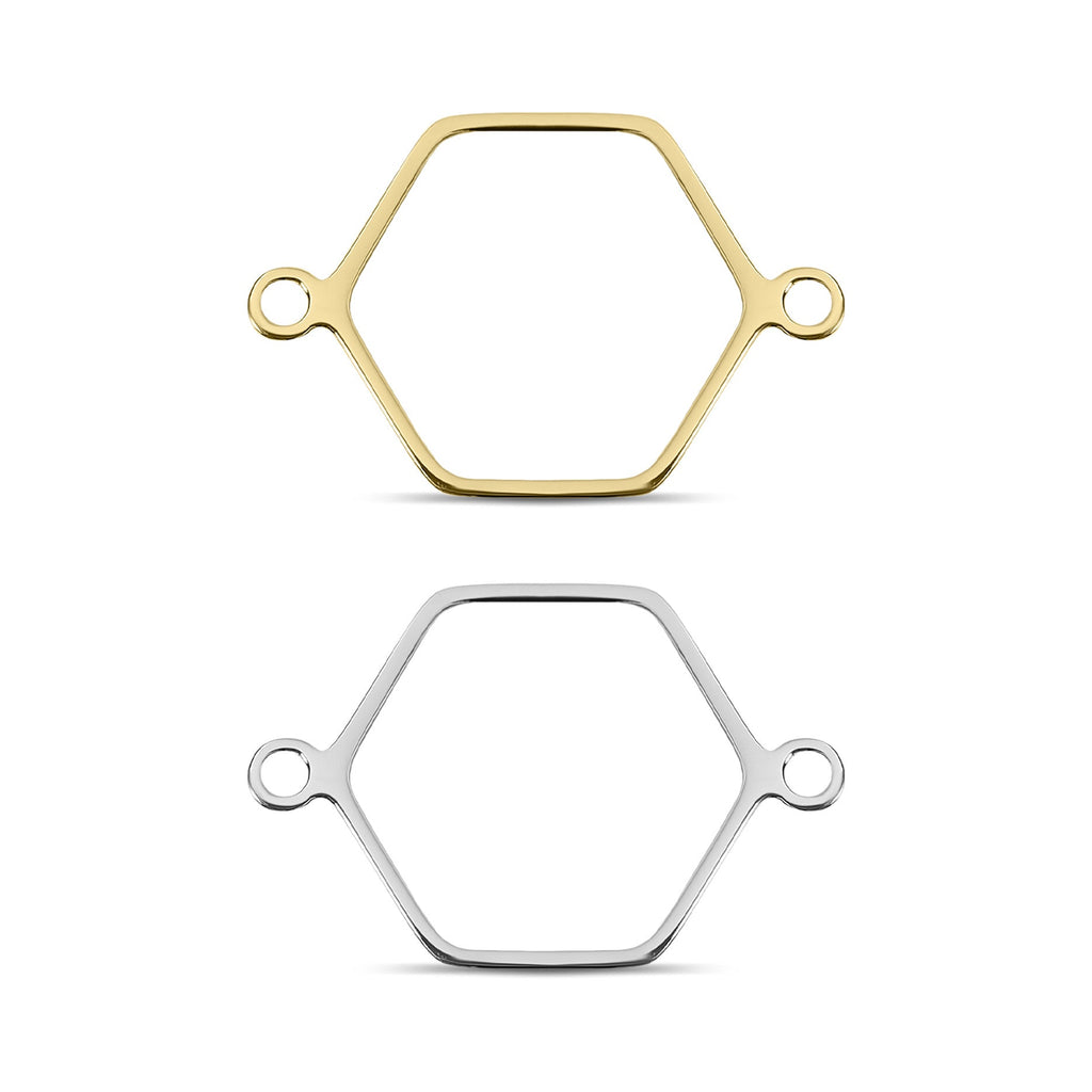 Hexagon Connector Charms – 18K Gold PVD Coated Stainless Steel Jewelry