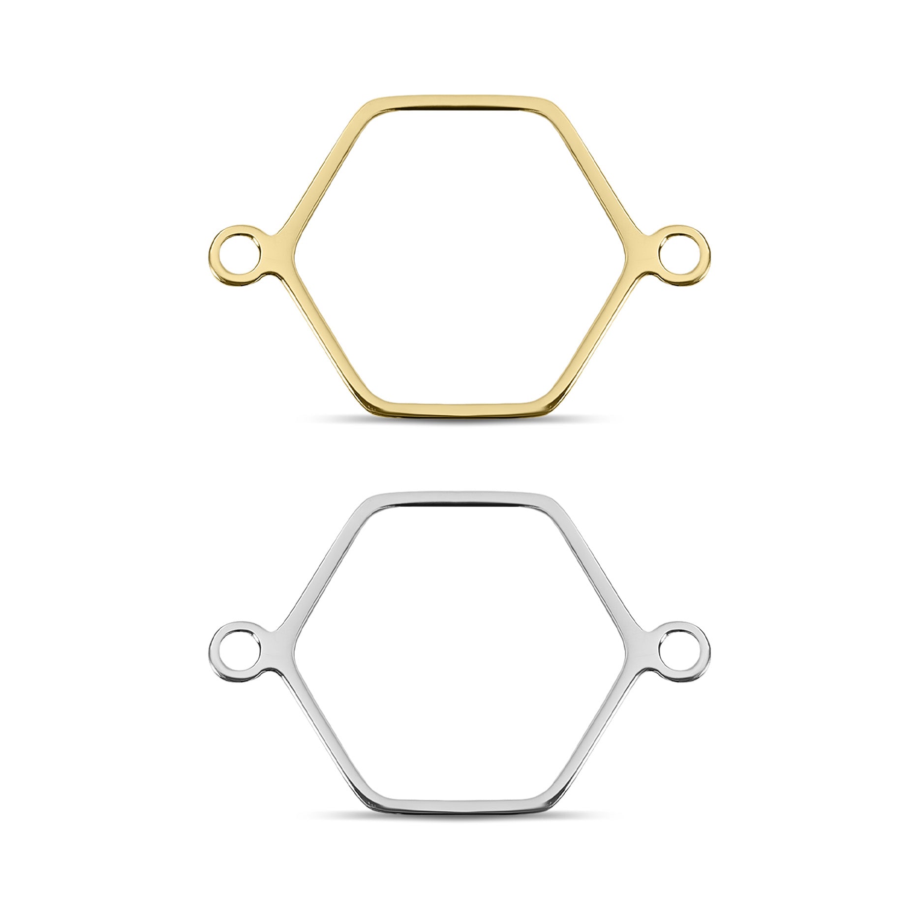 Hexagon Connector Charms – 18K Gold PVD Coated Stainless Steel Jewelry