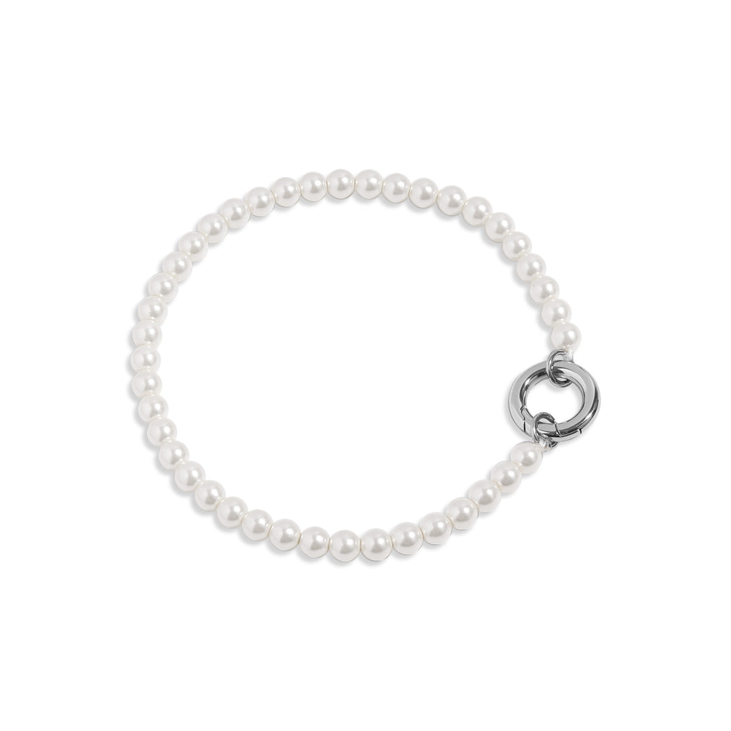 Glass Pearl Bracelet with Charm Keeper