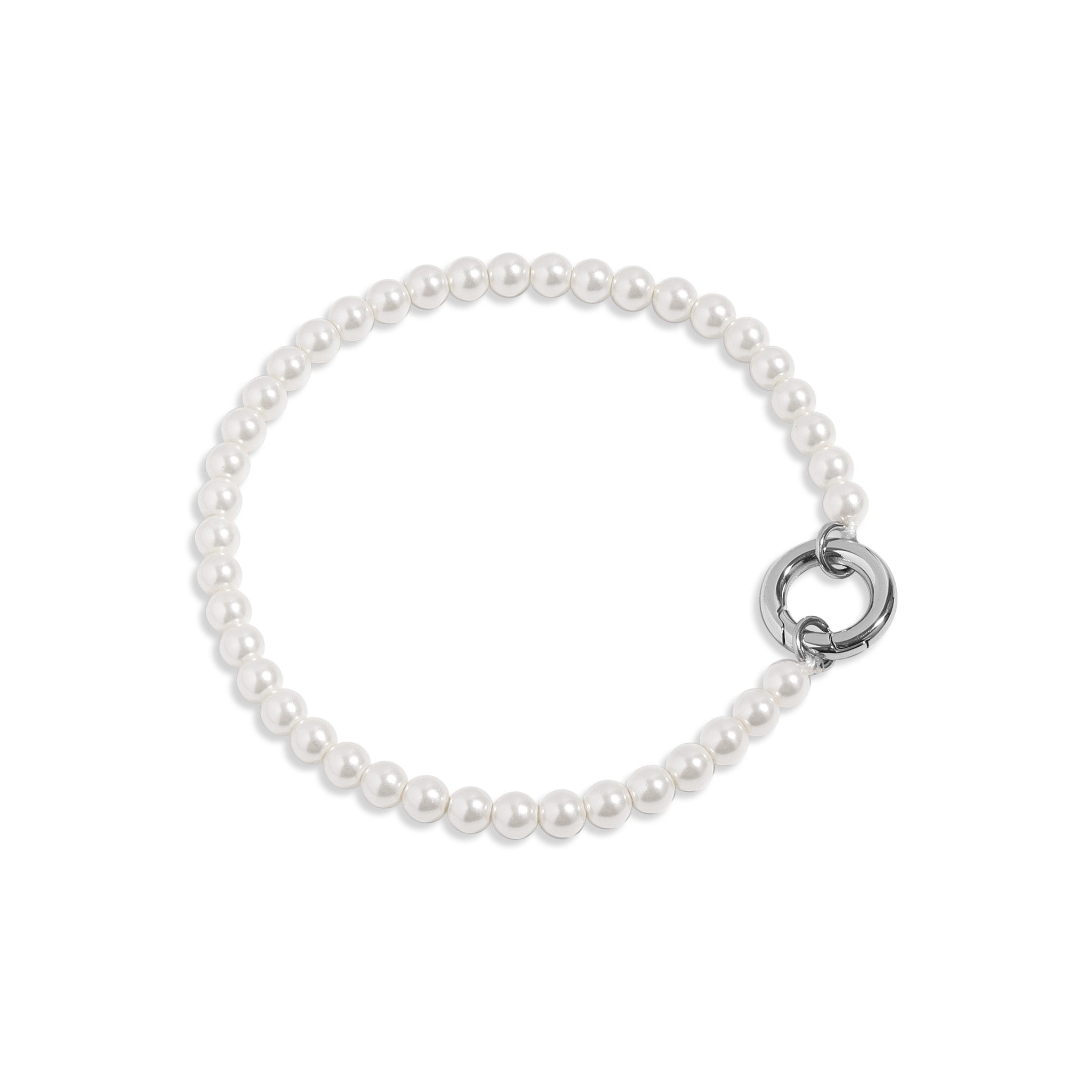 Glass Pearl Bracelet with Charm Keeper