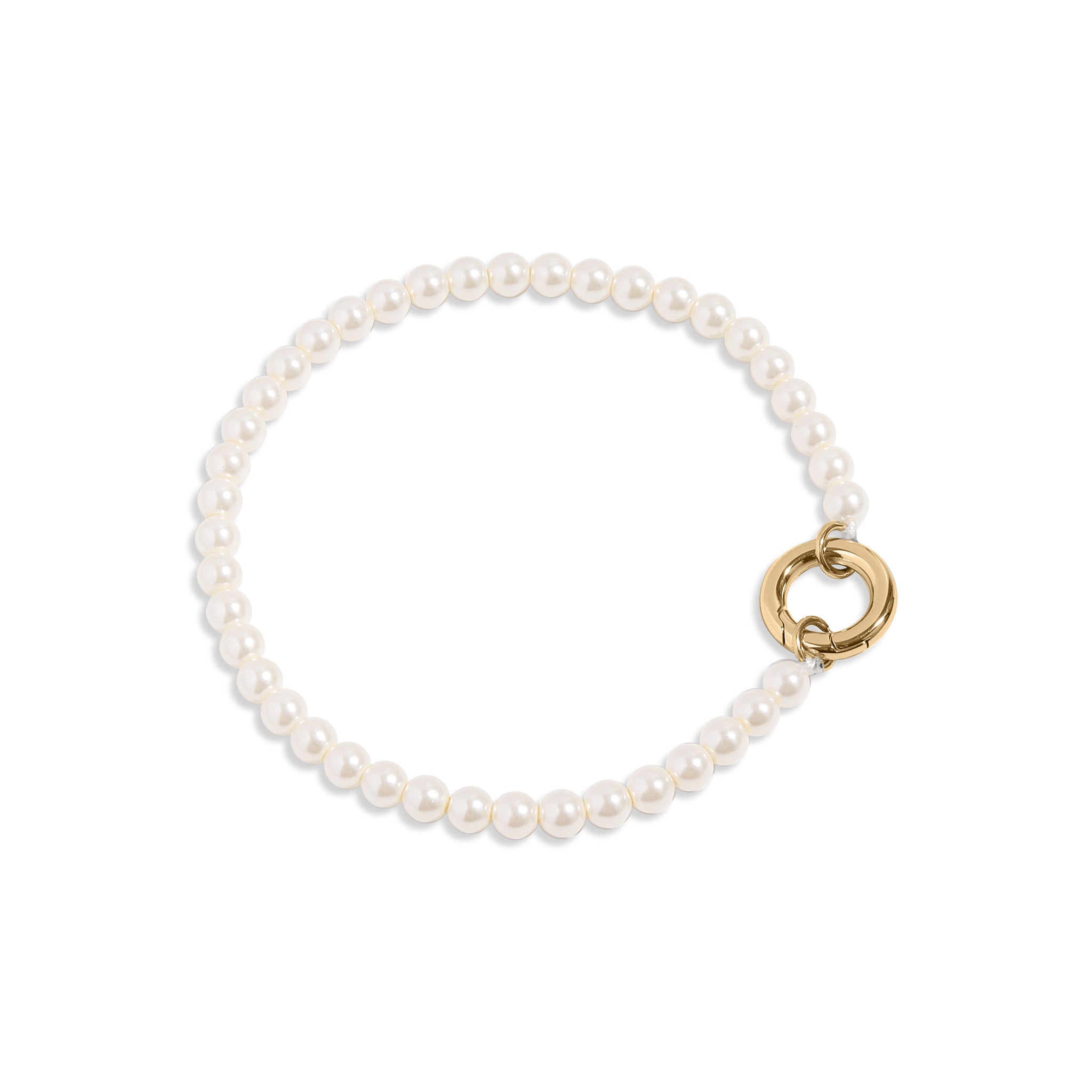Glass Pearl Bracelet with Charm Keeper