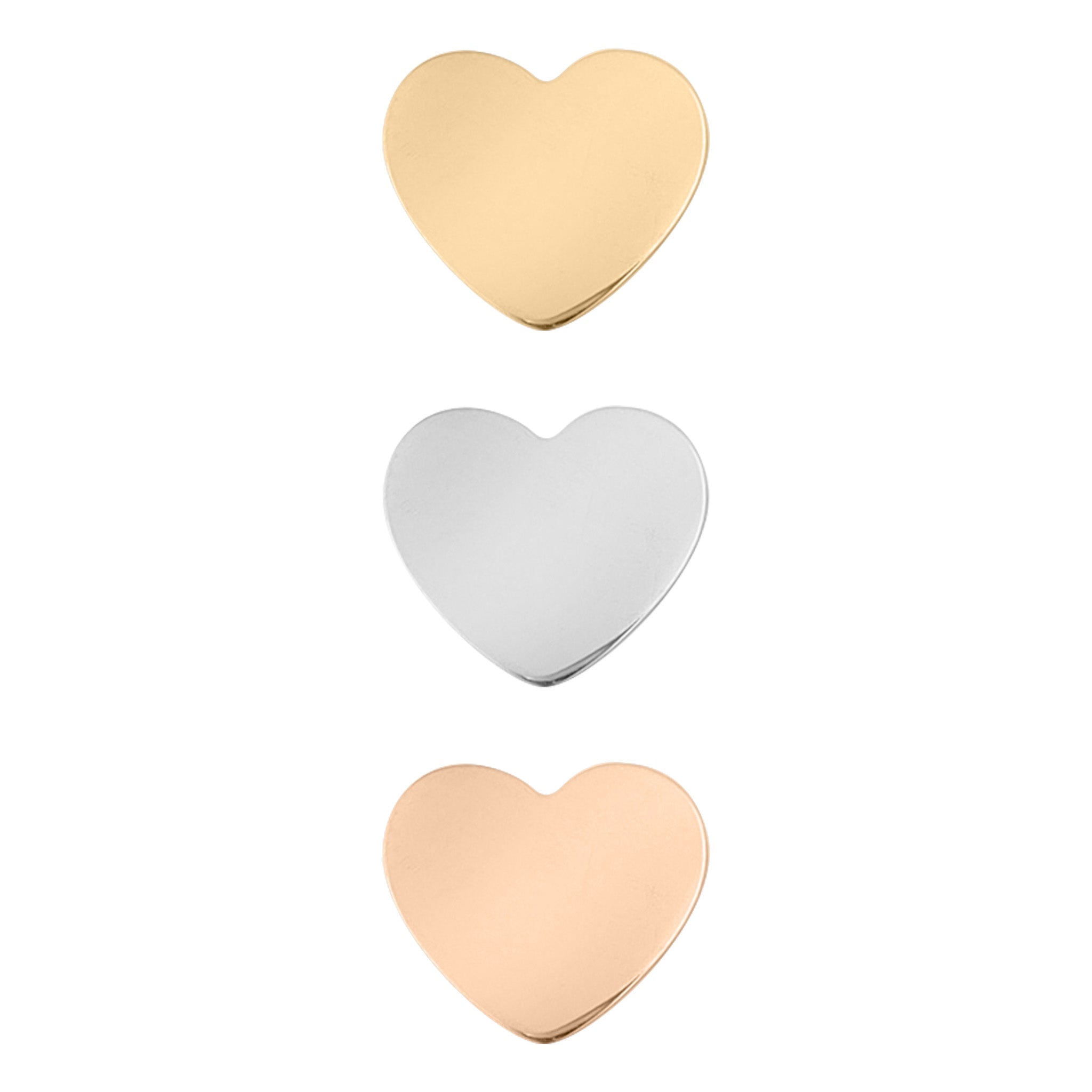 Heart Bead Pendant - 18K PVD Coated Stainless Steel Mini Charm for Custom Engraving