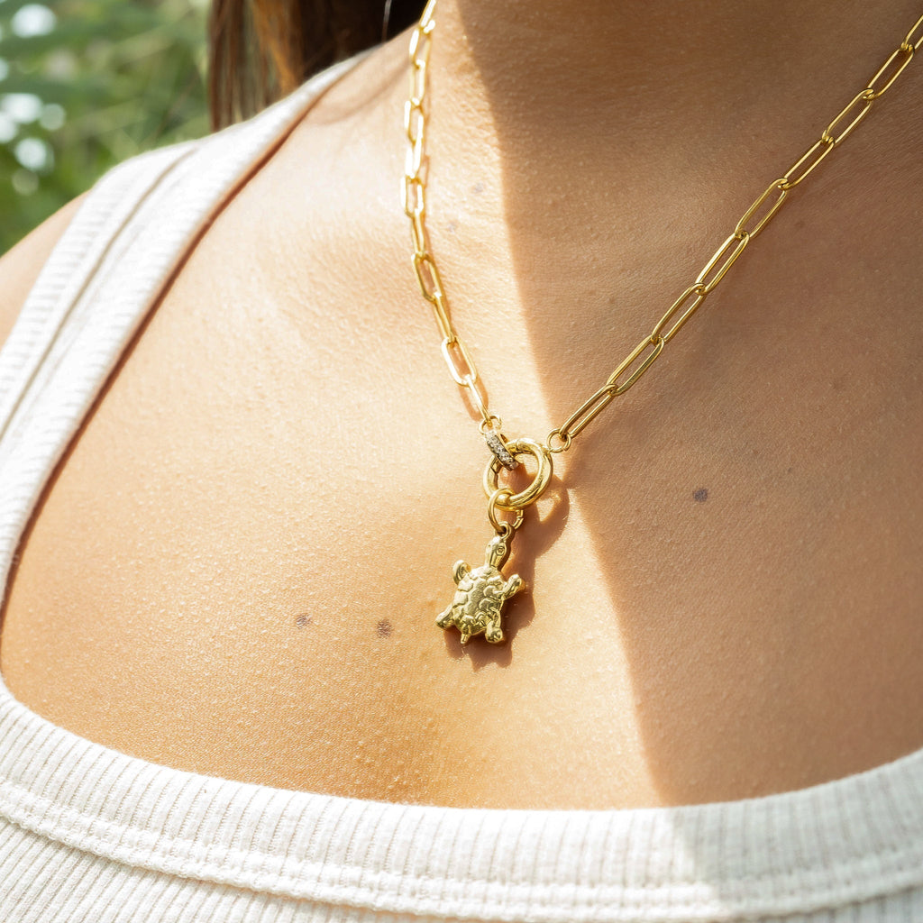Sea Turtle Charm – 18K Gold PVD Stainless Steel Waterproof Nautical Jewelry - charm | Sunflower Soul Boutique