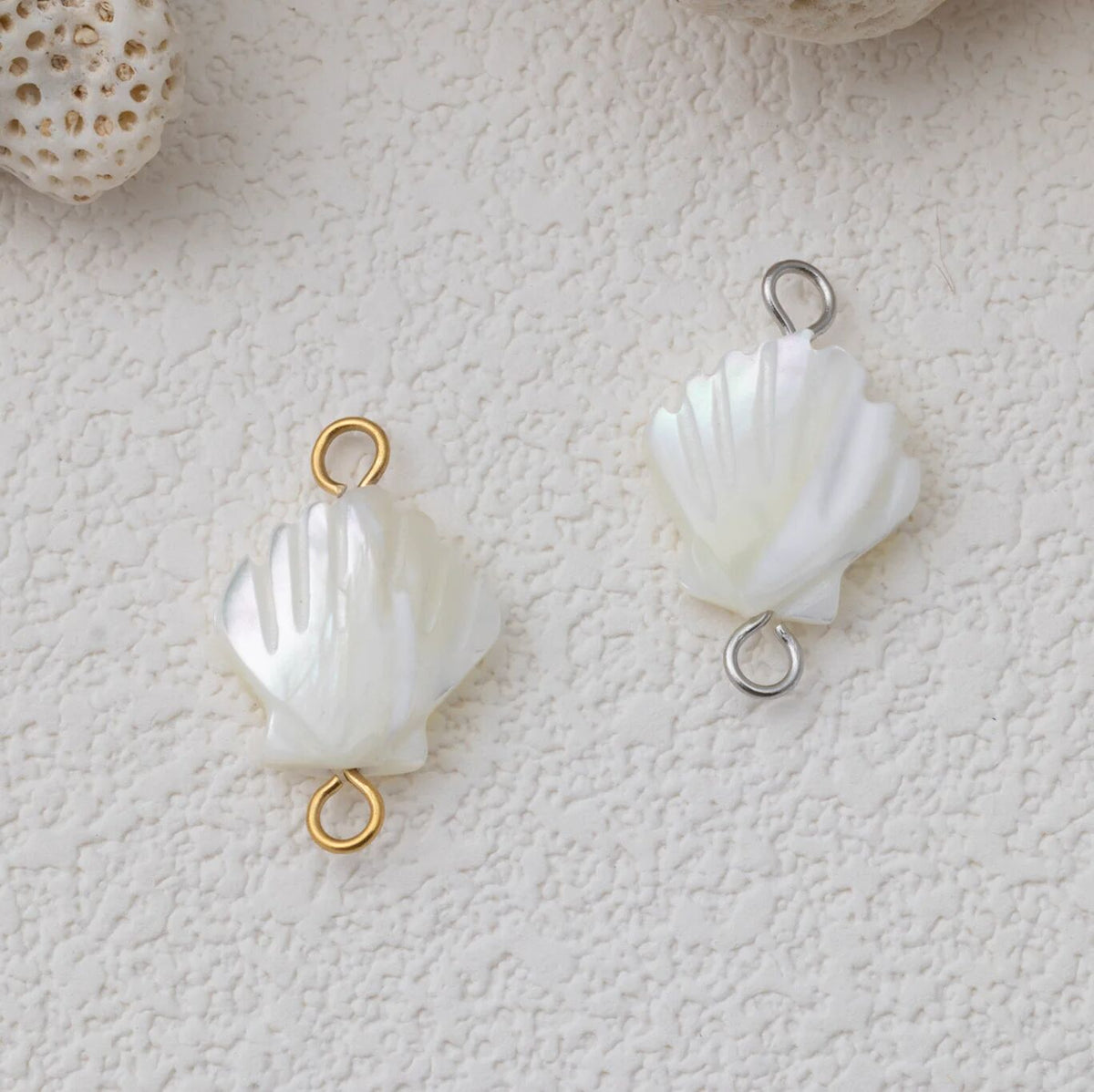 Gold and Silver MOP Seashell Connector Charms