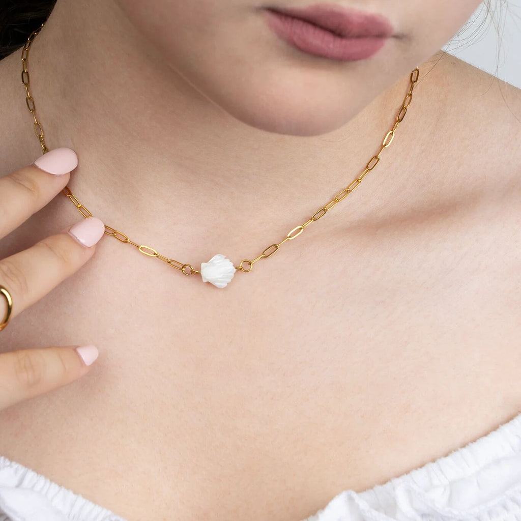 Gold MOP Seashell Connector Charm