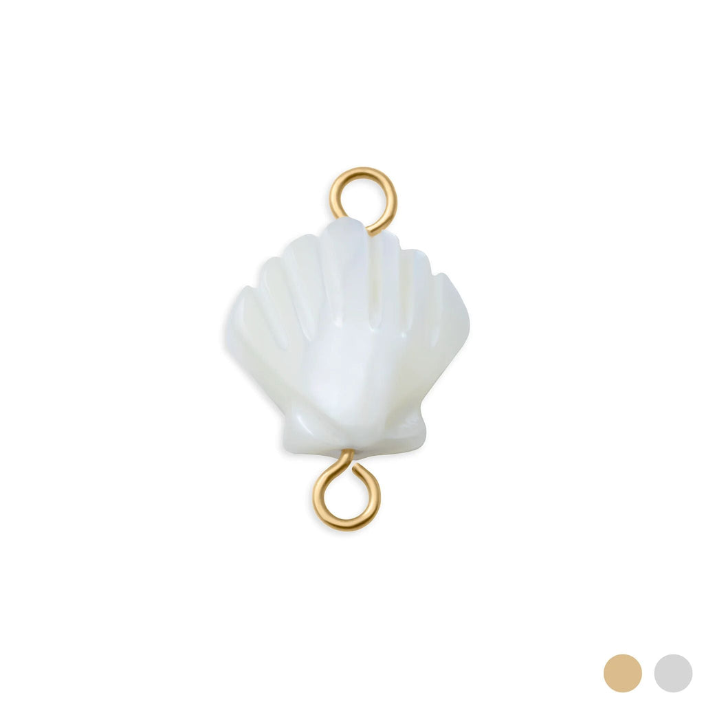 18K Gold PVD Stainless Steel MOP Seashell Connector Charm- gold main 