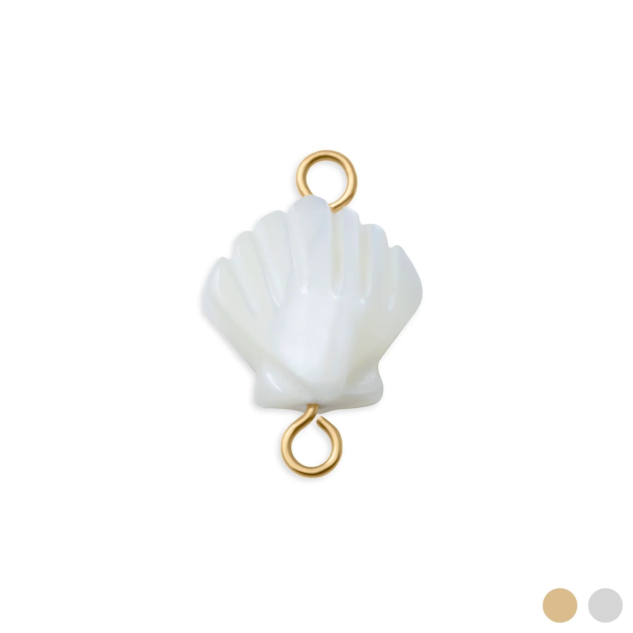 18K Gold PVD Stainless Steel MOP Seashell Connector Charm- gold main 