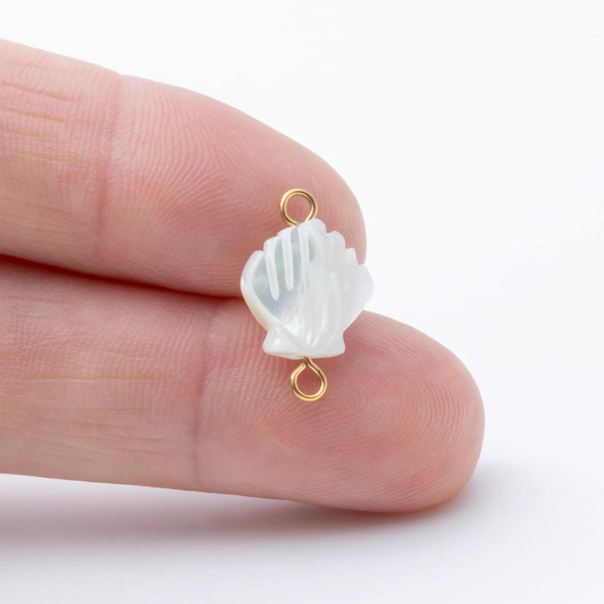Gold MOP Seashell Connector Charm- scale shot 