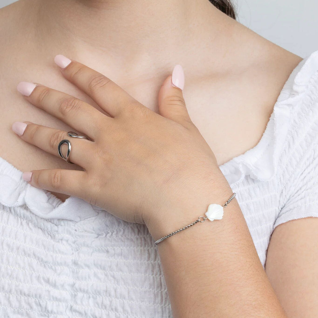 Silver MOP Seashell Connector Charm
