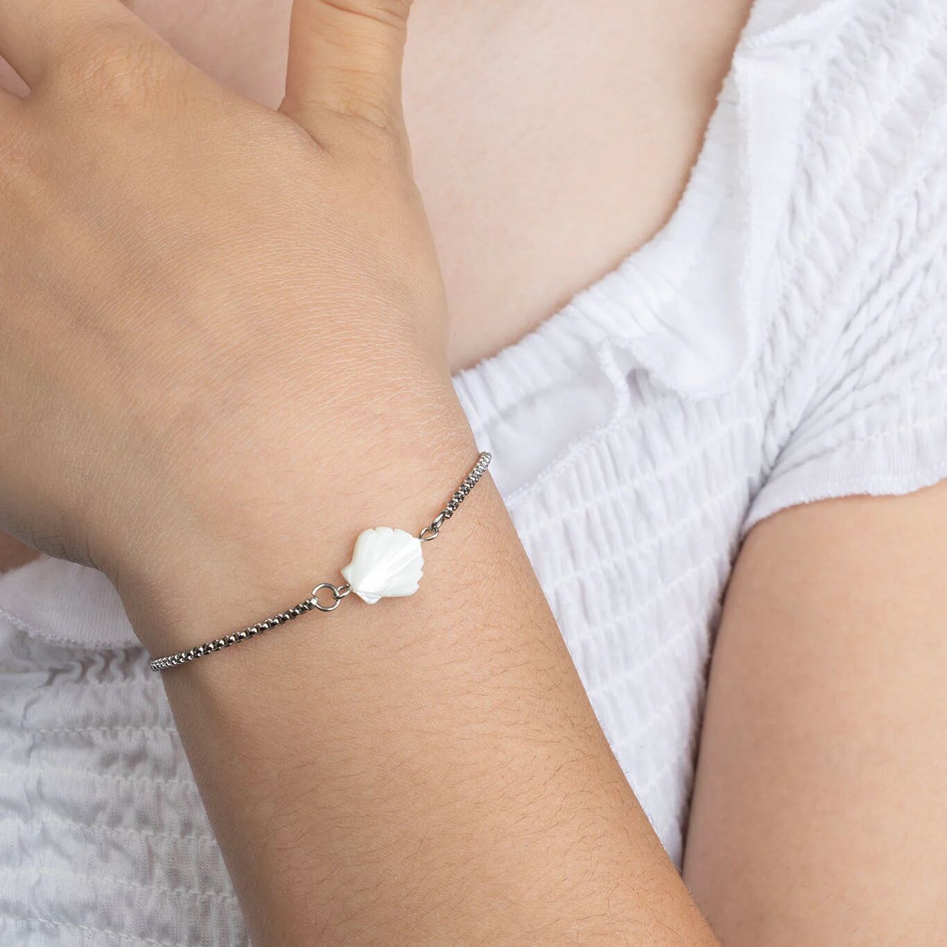 Silver MOP Seashell Connector Charm