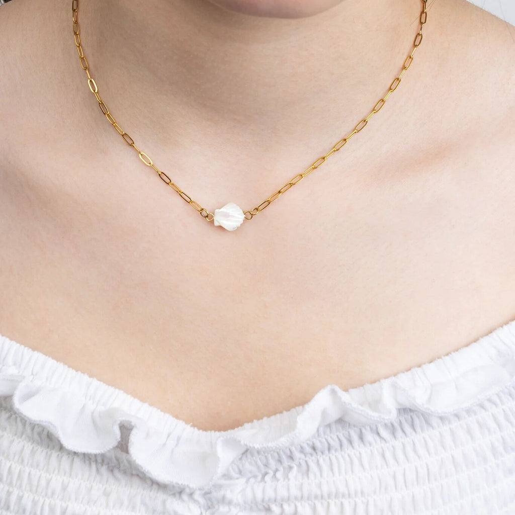 Gold MOP Seashell Connector Charm