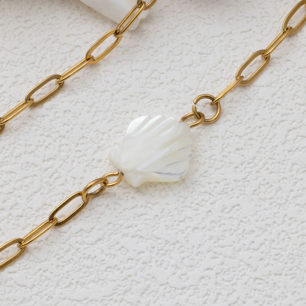 Gold MOP Seashell Connector Charm