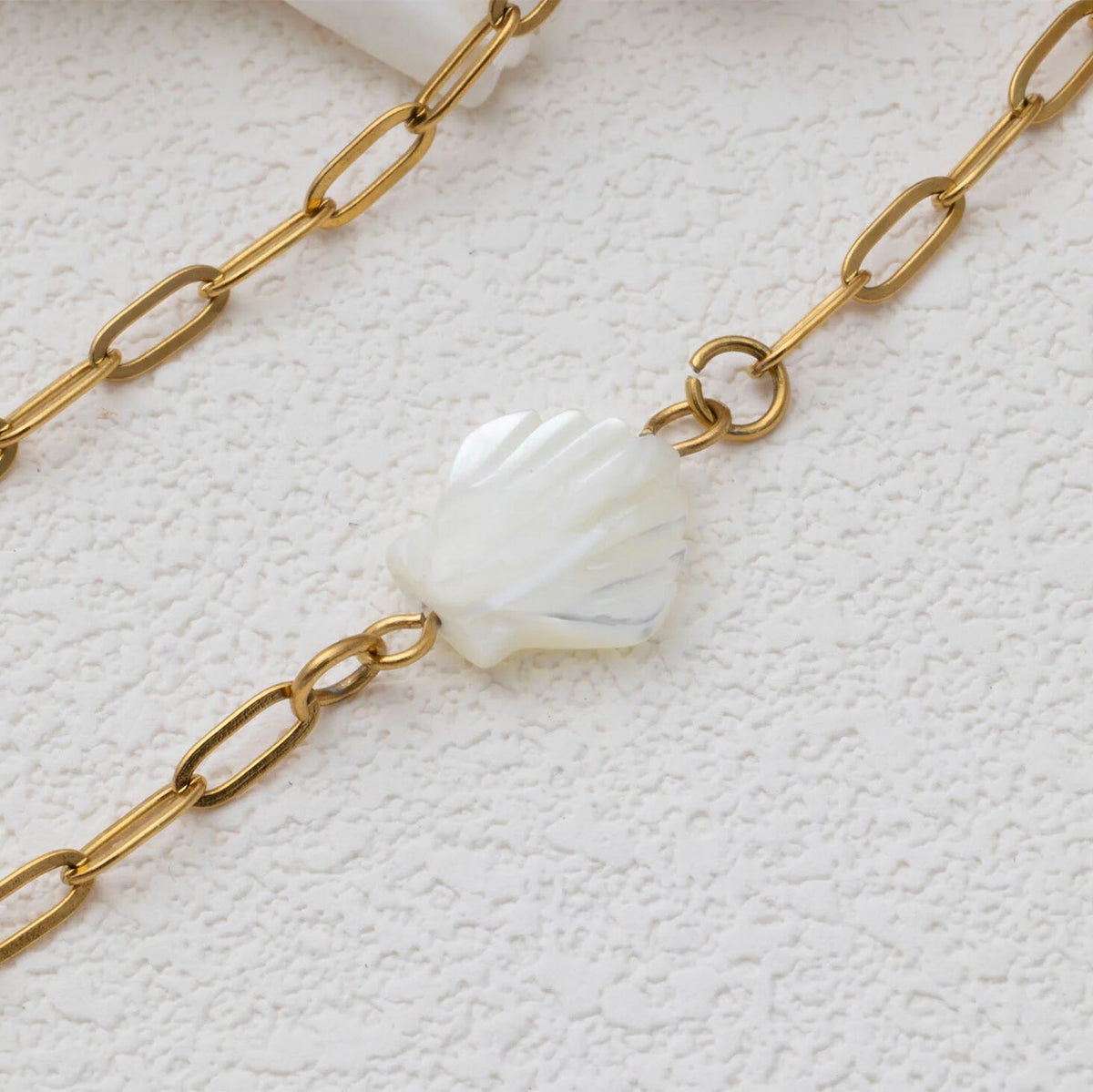 Gold MOP Seashell Connector Charm