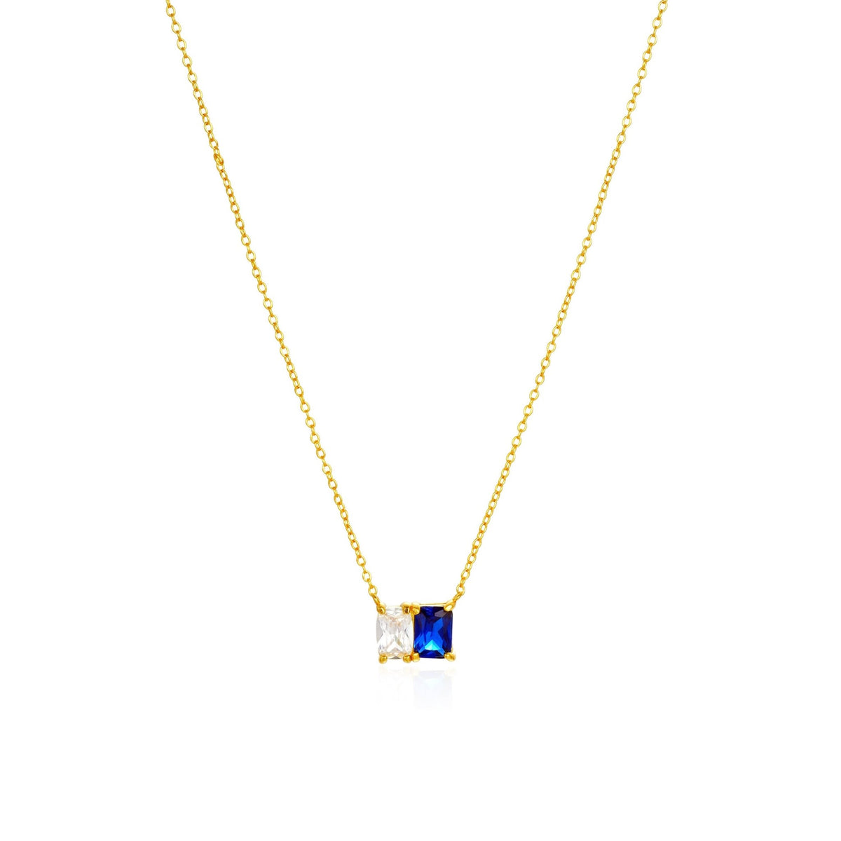 Seaside Necklace in Gold - Blue CZ Sterling Silver 18K Gold Plated Pendant
