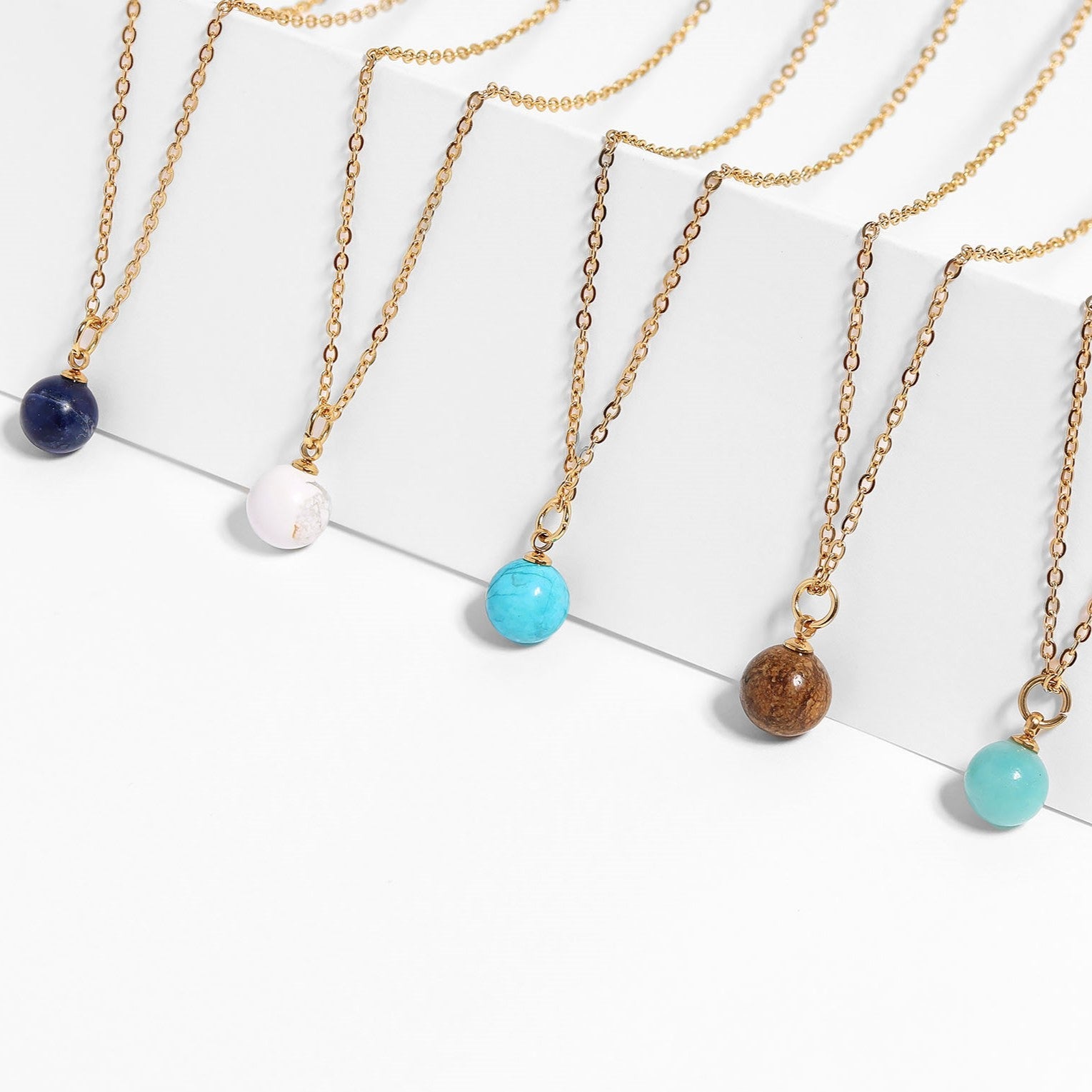 Semi Precious Stone Charms – 8mm Natural Stone Beads | Gold PVD Hardware