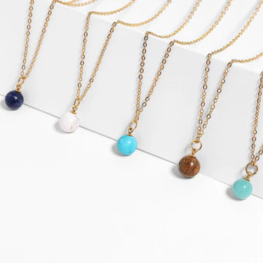 18K Gold PVD Stainless Steel Semi Precious Natural Stone Charms