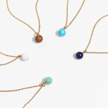 18K Gold PVD Stainless Steel Semi Precious Natural Stone Charms