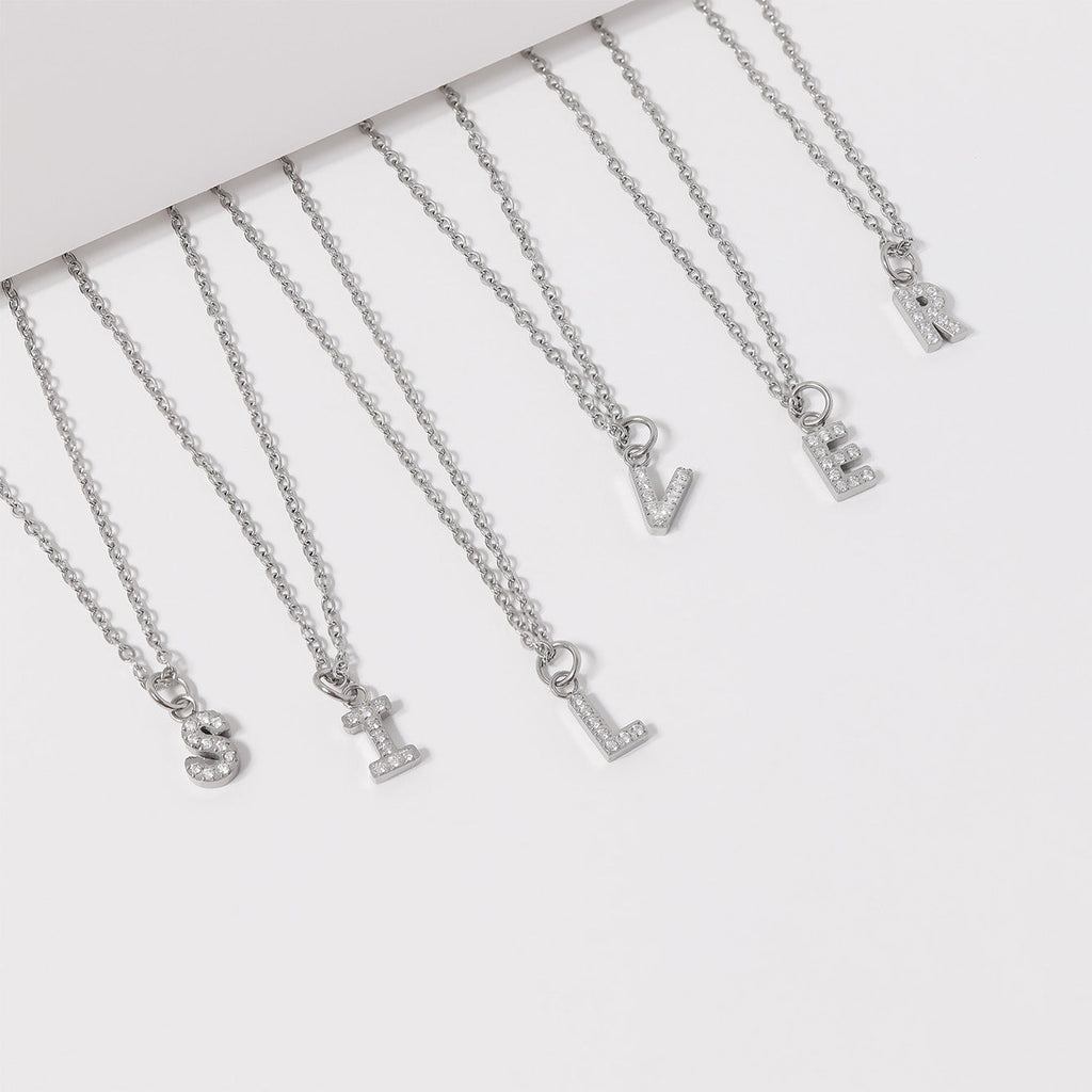 Initial Letter Charms – Durable Stainless Steel Pavé Set Sparkling CZ Pendants