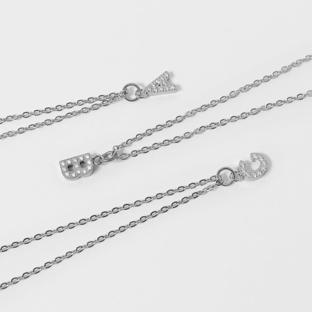 Initial Letter Charms – Durable Stainless Steel Pavé Set Sparkling CZ Pendants