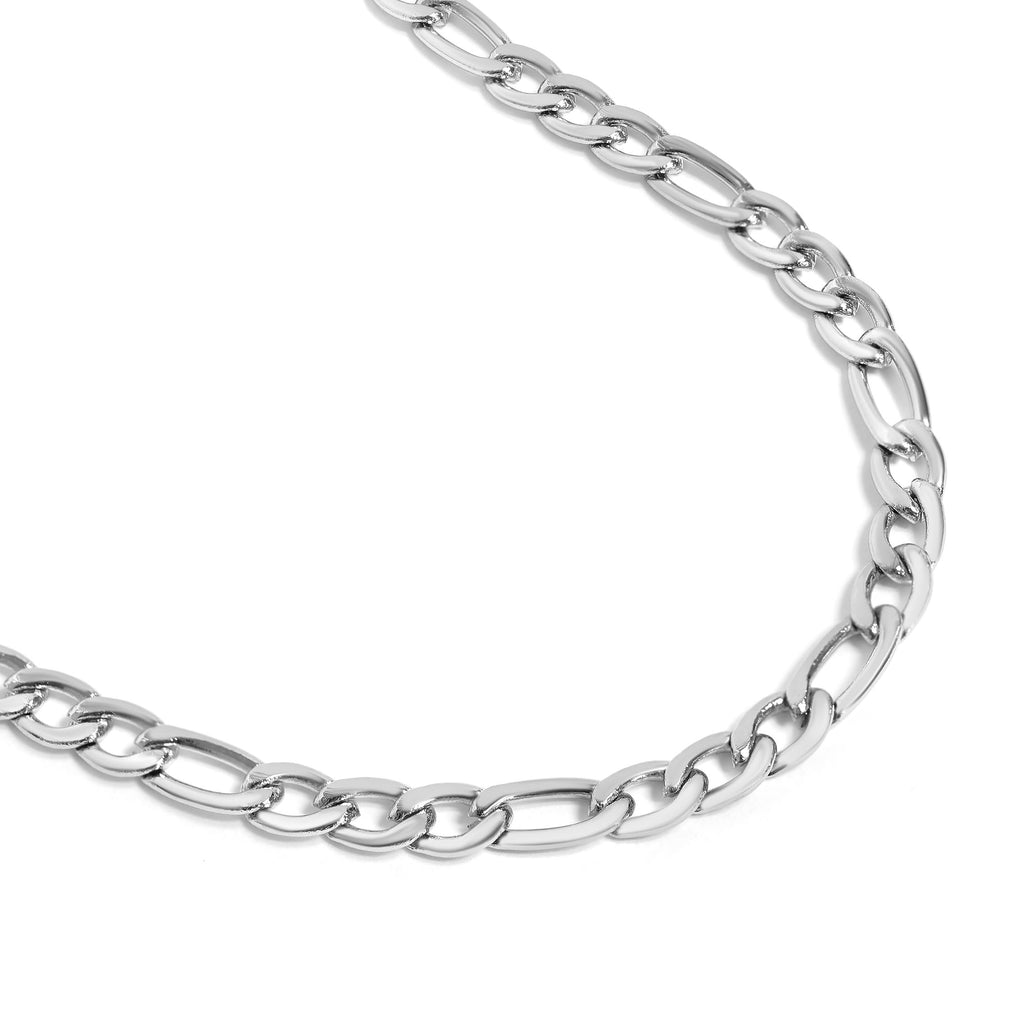 Stainless Steel Figaro Necklace – Durable Hypoallergenic Chain With Sleek Silver Links