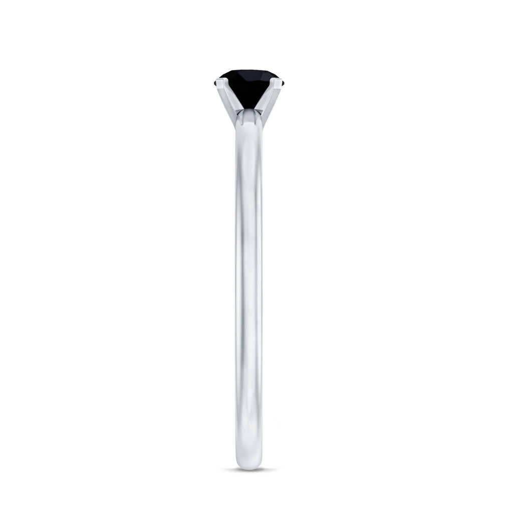 Simple Black Onyx Solitaire Promise Ring for Women