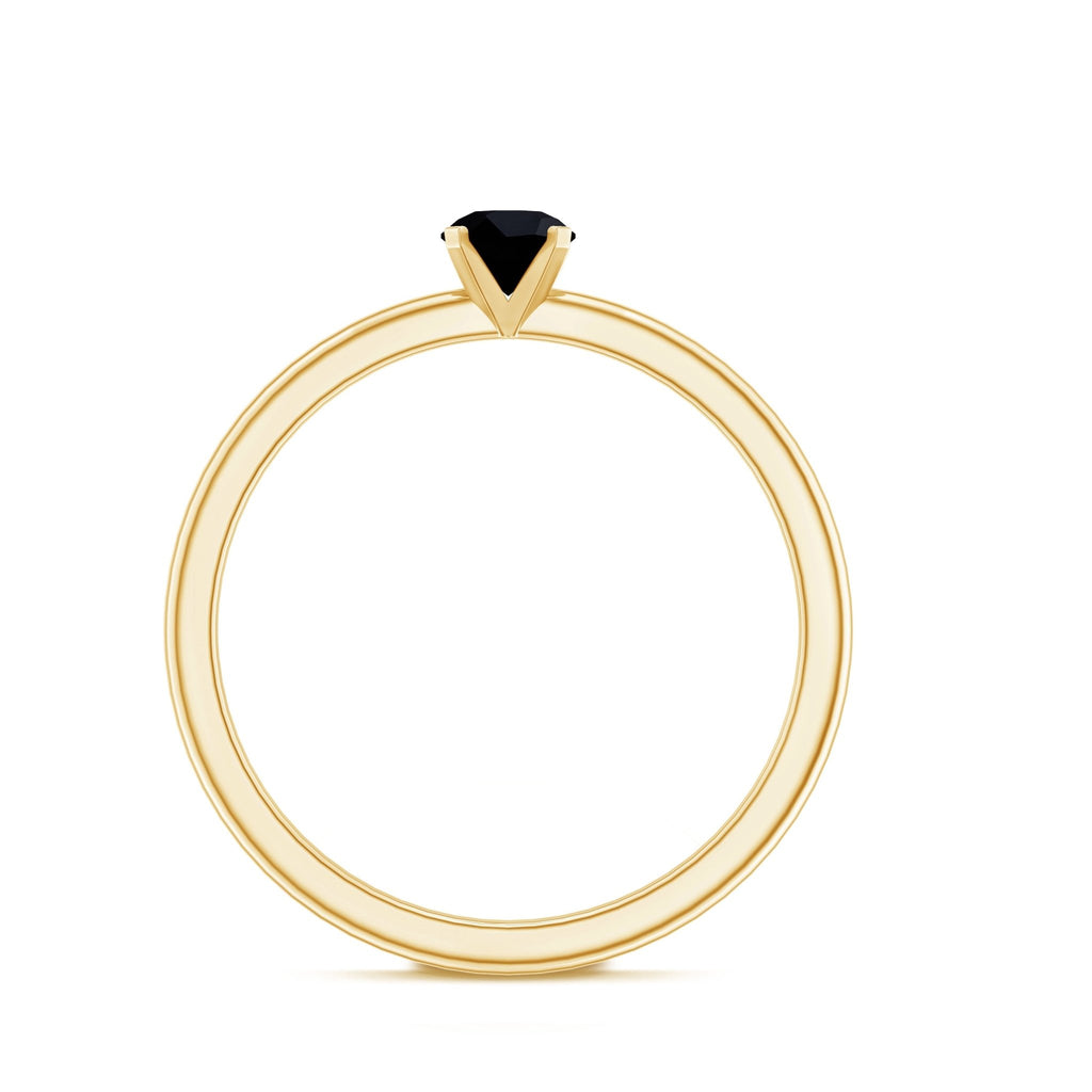 Simple Black Onyx Solitaire Promise Ring for Women