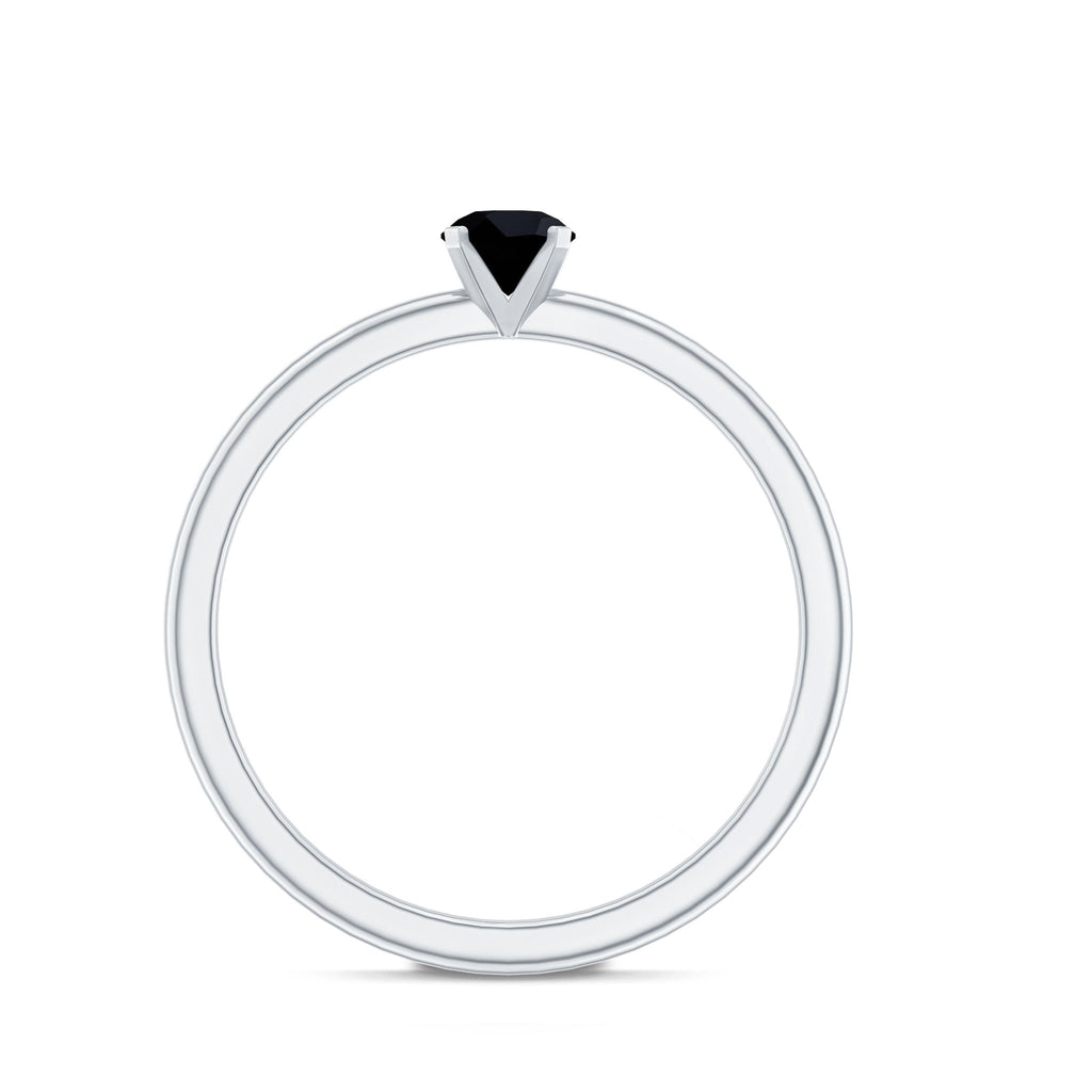 Simple Black Onyx Solitaire Promise Ring for Women