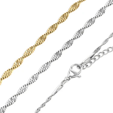 18K Gold PVD Stainless Steel Singapore Chain Necklace