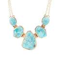 Slabs of Blue Turquoise Golden Statement Necklace