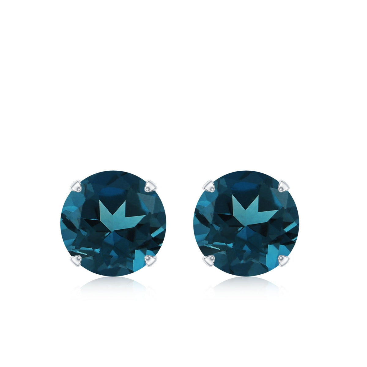 Solitaire 4 Carat London Blue Topaz Stud Earrings with Screw Backs