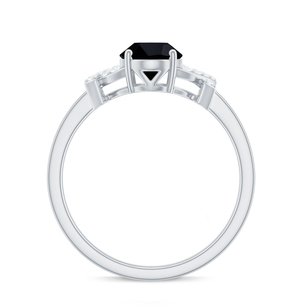 Solitaire Black Onyx Oval Engagement Ring in Split Shank