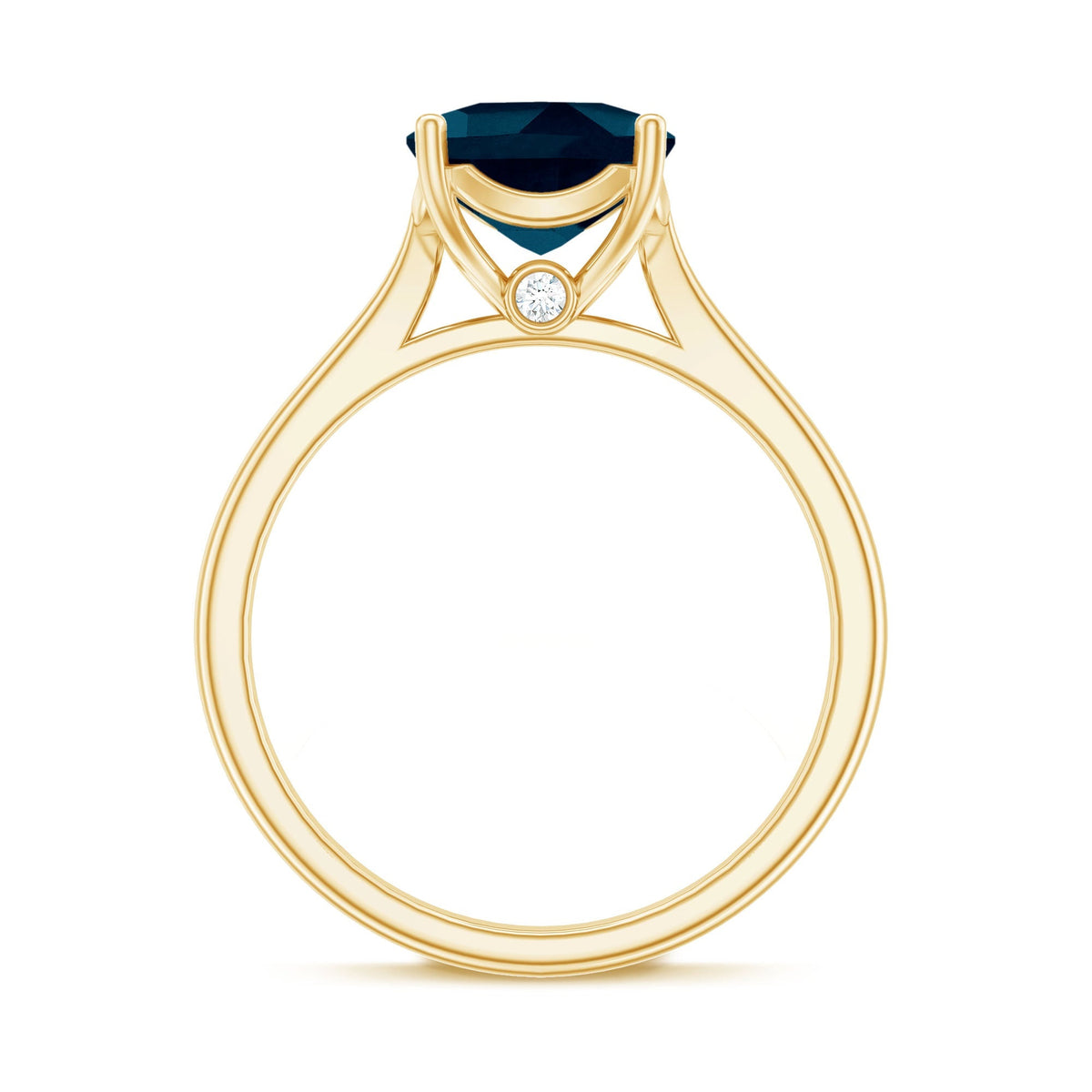 Solitaire Cushion Cut London Blue Topaz Cathedral Engagement Ring