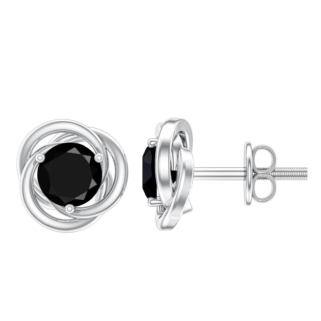 Solitaire Lab Created Black Diamond Swirl Stud Earrings