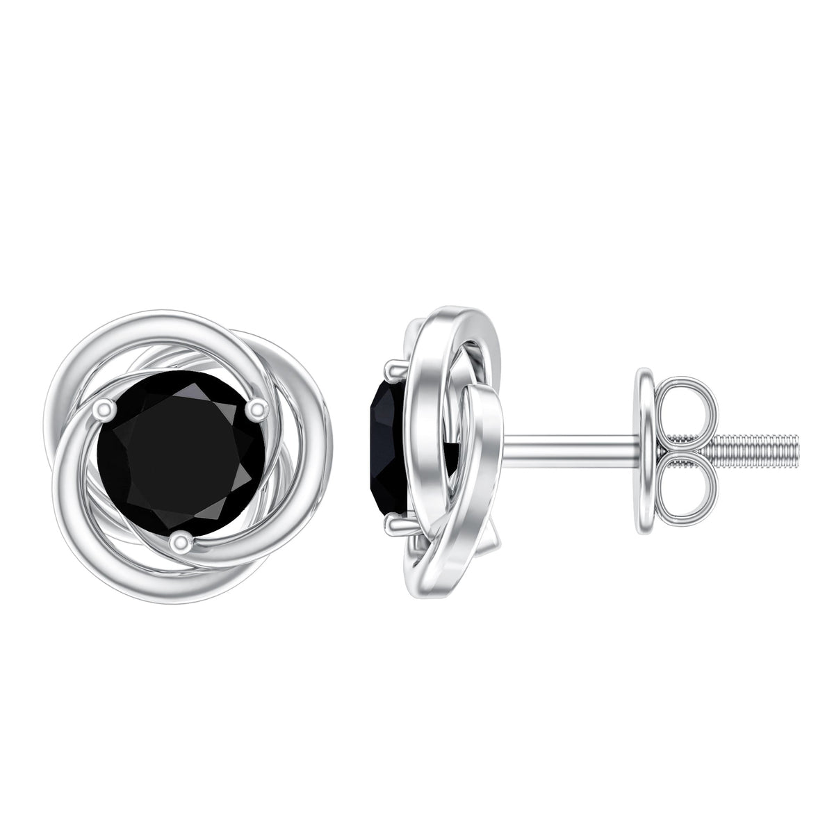 Solitaire Lab Created Black Diamond Swirl Stud Earrings