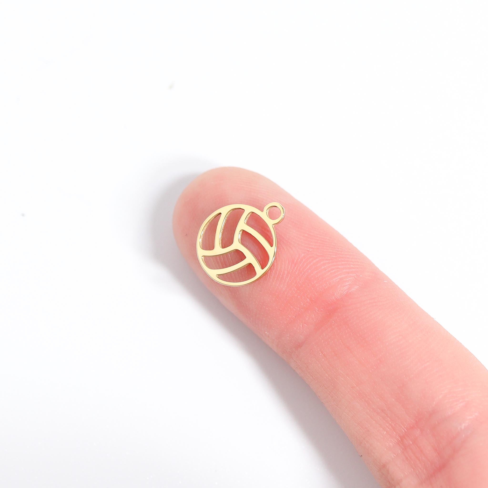 Volley Ball Charm - 18K Gold Plated Stainless Steel Sports Jewelry Pendant
