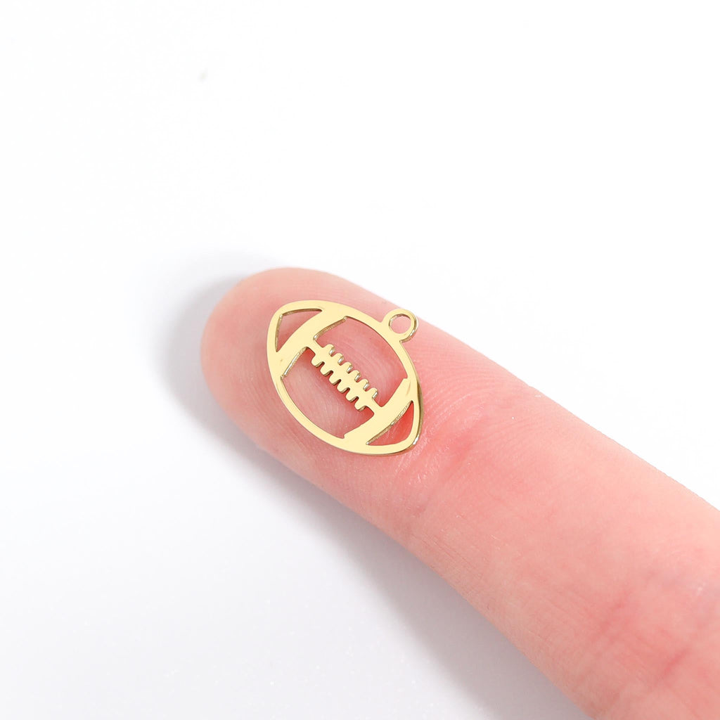 18K Gold Football Charm – Waterproof PVD Coated Stainless Steel Pendant