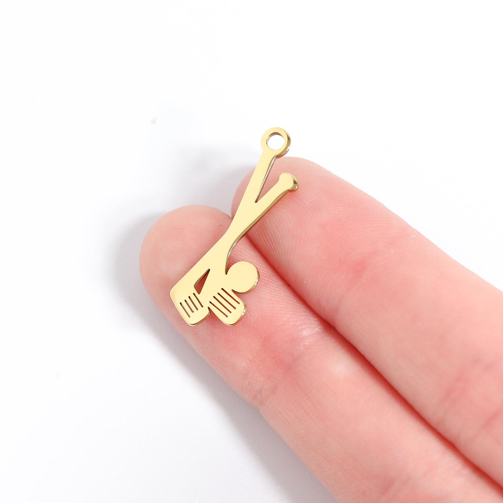 Gold Golf Club Charm – 18K Gold PVD Stainless Steel Sports Pendant Necklace