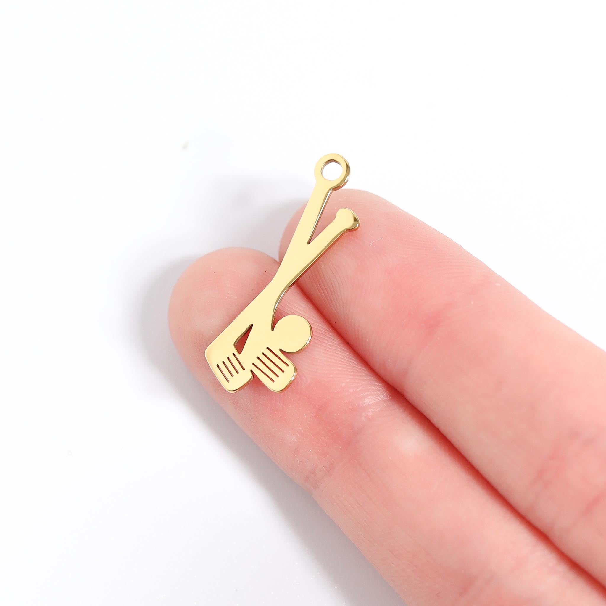 Gold Golf Club Charm – 18K Gold PVD Stainless Steel Sports Pendant Necklace