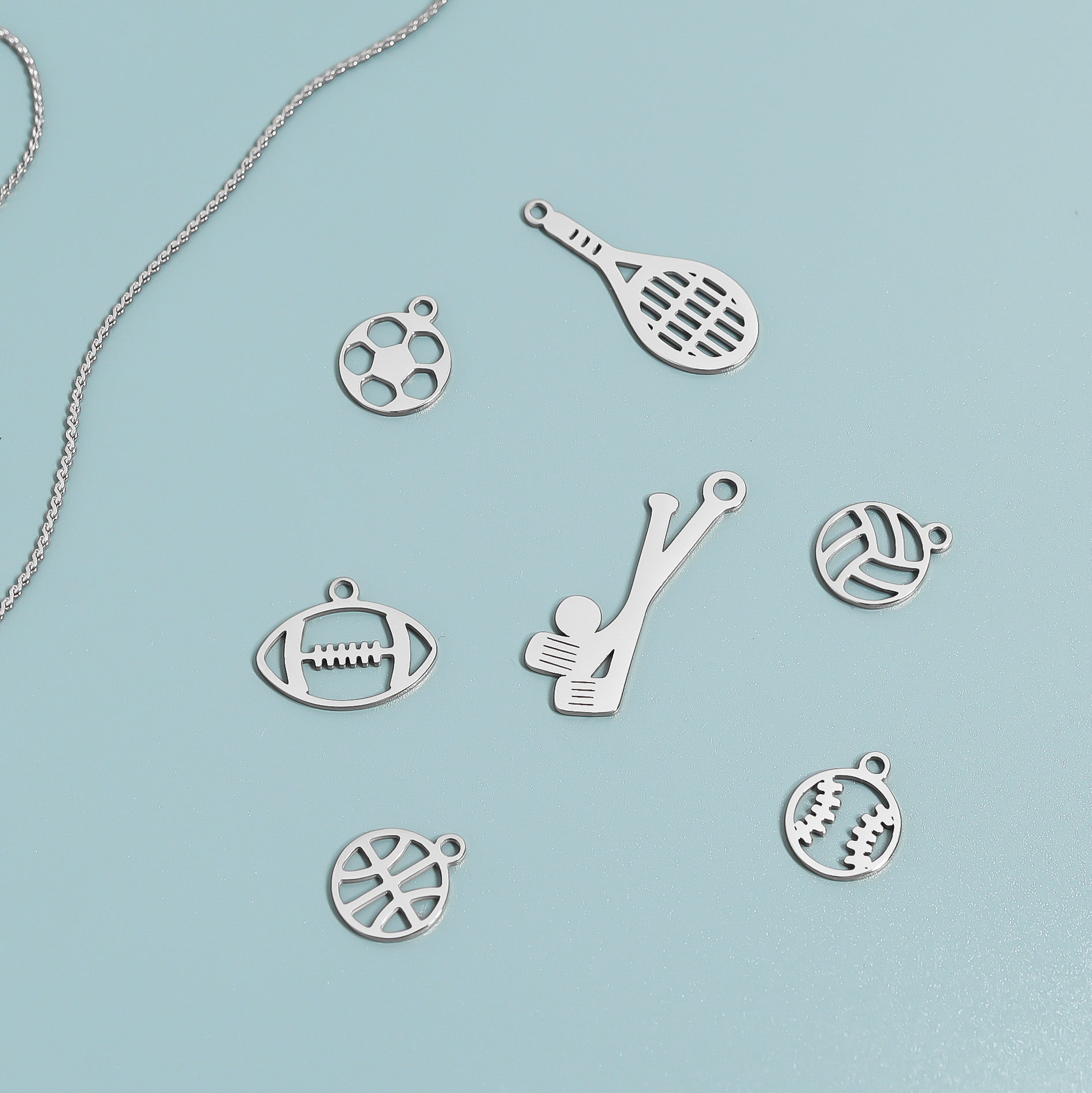 Sports Charm Bundle – Gold Stainless Steel Charms | Durable Athlete Pendants Set - Jewelry Sets | Sunflower Soul Boutique