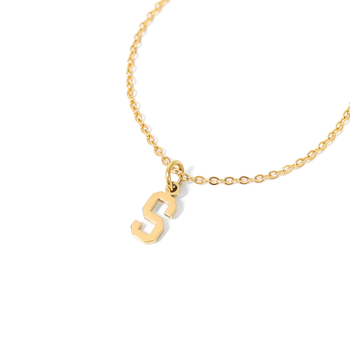 Small Sport Letter Pendant – 18K Gold Stainless Steel Charm for Athletes