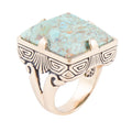 Square Statement Blue Turquoise Golden Ring