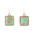 Squared Up Blue Turquoise Golden Drop Earrings