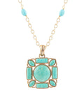 Squared Up Green Turquoise Pendant Necklace